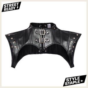 Steampunk Gothic PU Leather Shoulder Armor Shrug Jacket Cosplay Costume